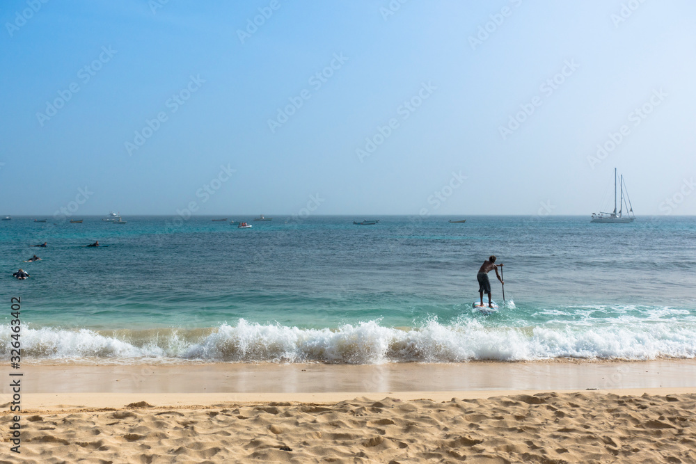 Breaking waves on shoreline Sal, Cape Verde
