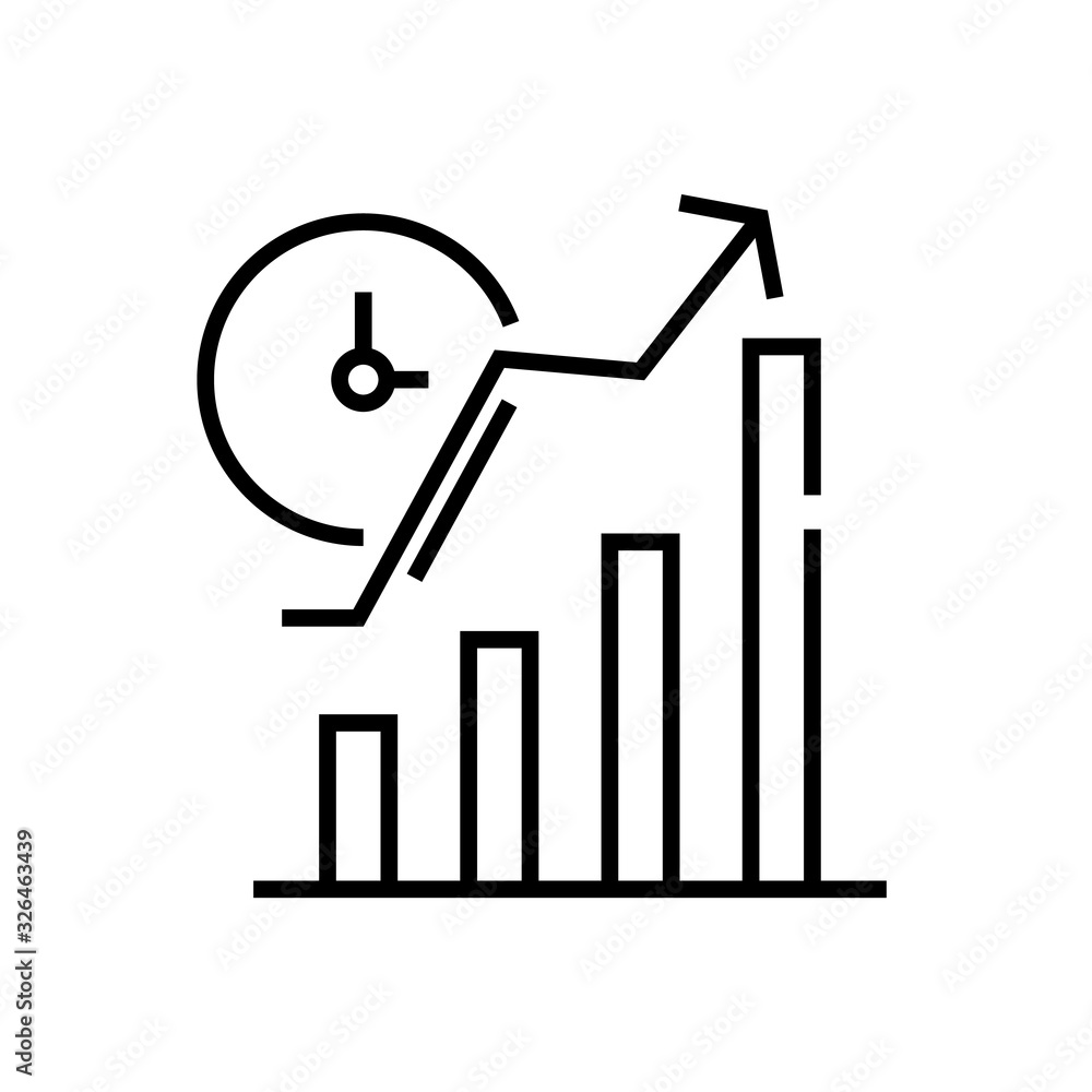 Graphic data line icon, concept sign, outline vector illustration, linear symbol. Graphic data line icon, concept sign, outline vector illustration, linear symbol.