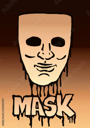 Vintage mask with text photo