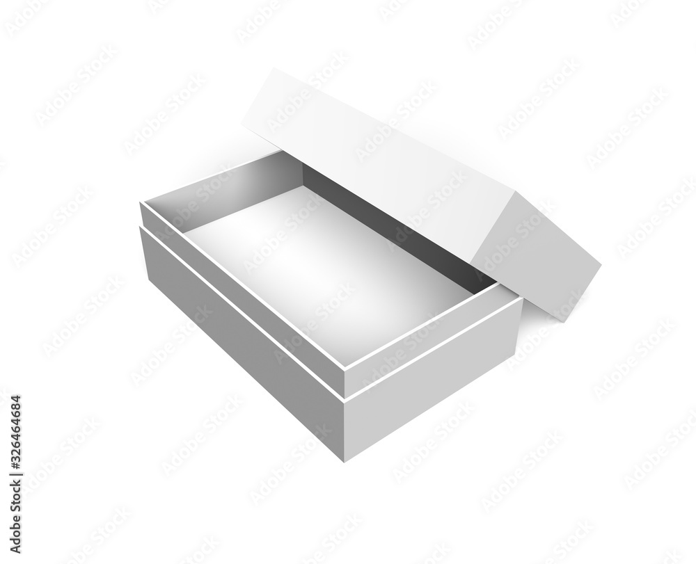 Mock up open box on a white background. 3d rendering. Mock up open box on a white background. 3d rendering.
