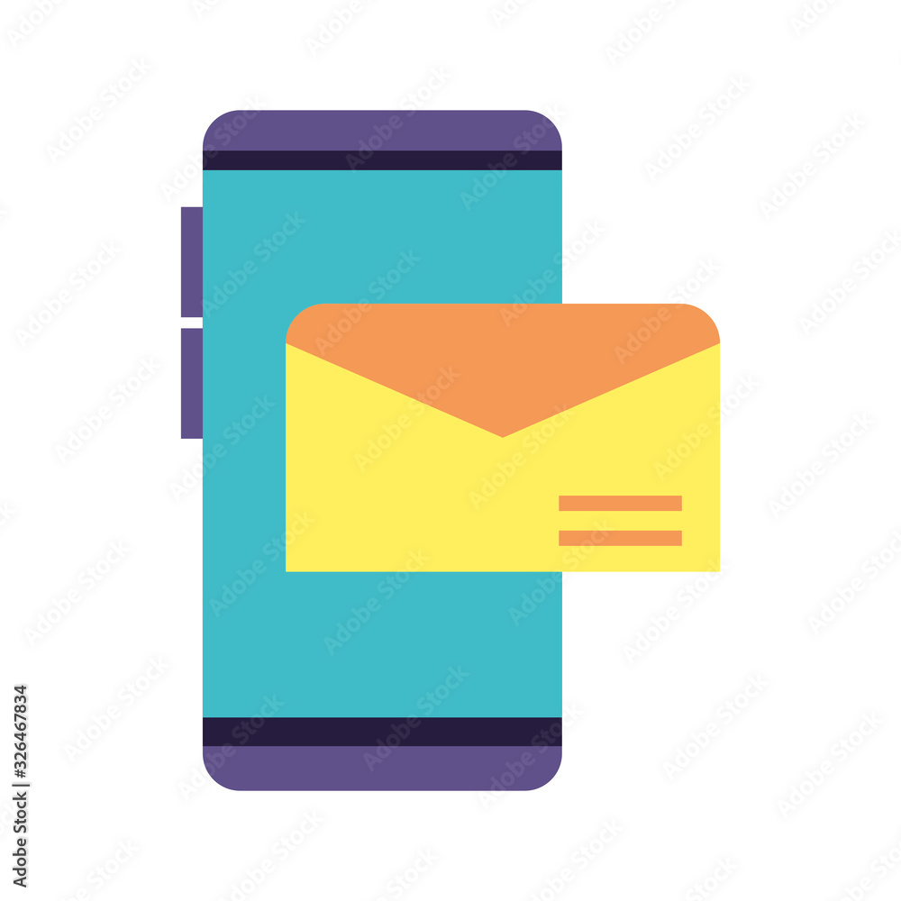 smartphone screen with envelope closed on white background smartphone screen with envelope closed on white background
