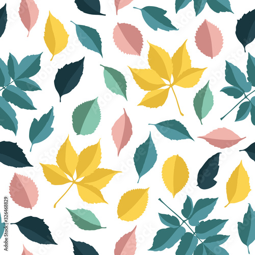 Fototapeta Vector seamless pattern with autumn leaves