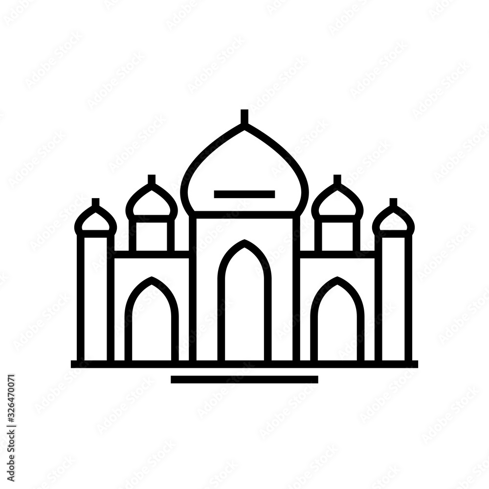 India temples line icon, concept sign, outline vector illustration, linear symbol. India temples line icon, concept sign, outline vector illustration, linear symbol.
