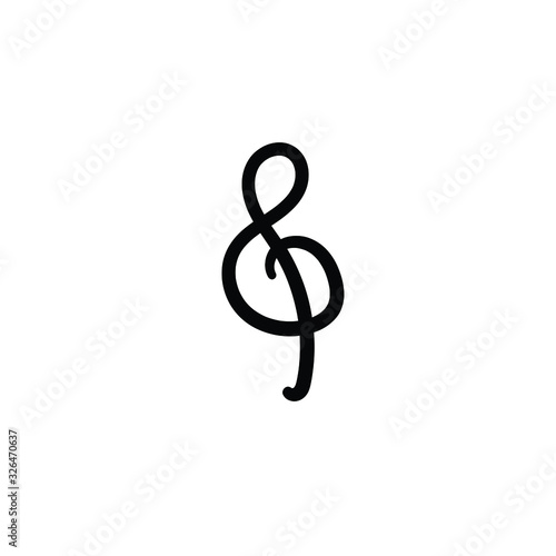 Simple vector icon. Hand drawn g clef. 