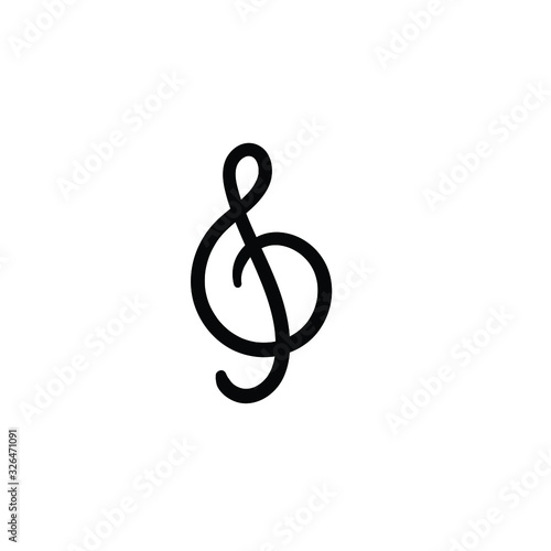 Simple vector icon. Hand drawn g clef. 
