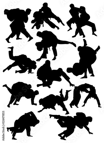 silhouettes of judo athletes vector