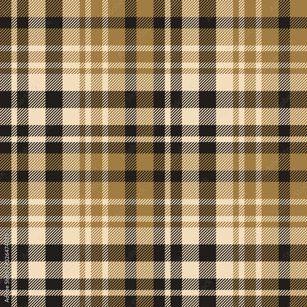 Vecteur Stock Tartan plaid pattern background. Seamless large check plaid  graphic in gold, black, and beige for scarf, flannel shirt, blanket, throw,  upholstery, or other modern fabric design. | Adobe Stock