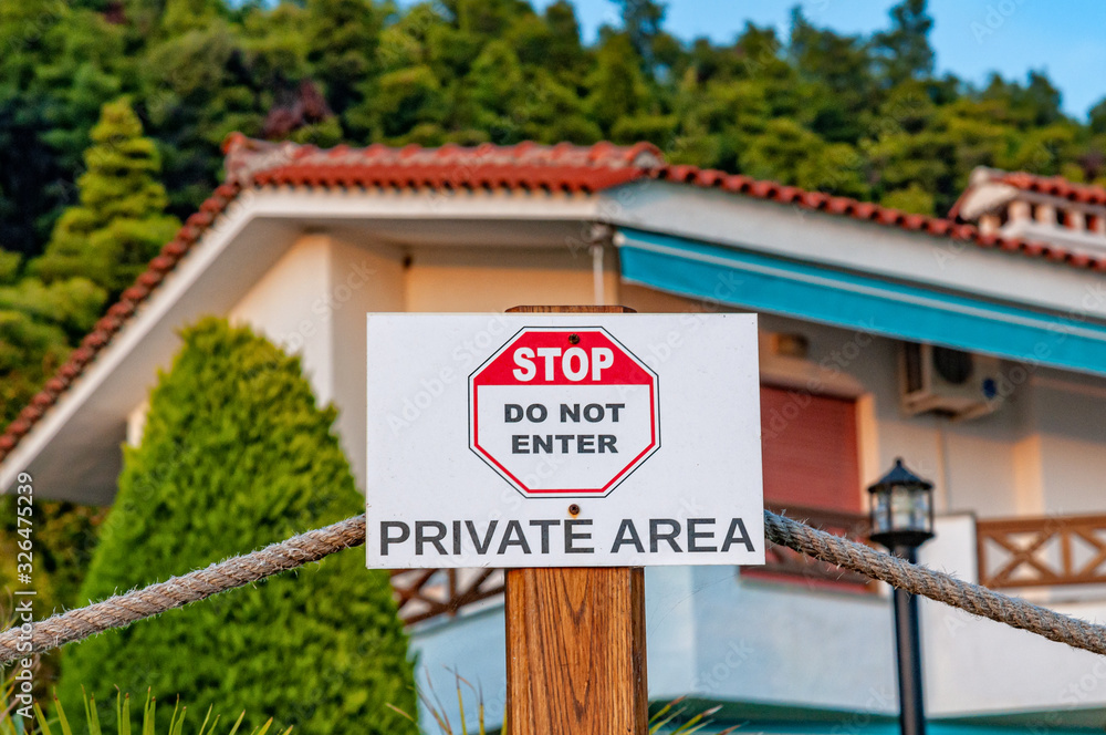 Sign stop the not enter private area Sign stop the not enter private area