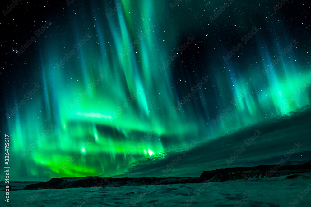 northern light over winter iceland