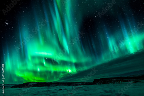 northern light over winter iceland