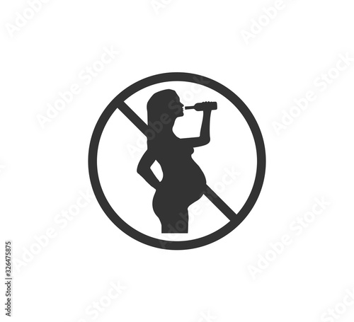 Danger for pregnant, not drink. Vector illustration. Flat.