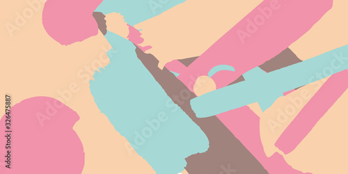 Brush stroke memphis pattern background with tosca pink brown color