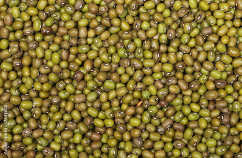 Organic raw green beans mungo (Vigna radiata) background and texture