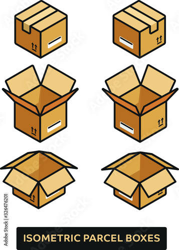 Set of cardboard parcel boxes. Animation Ready