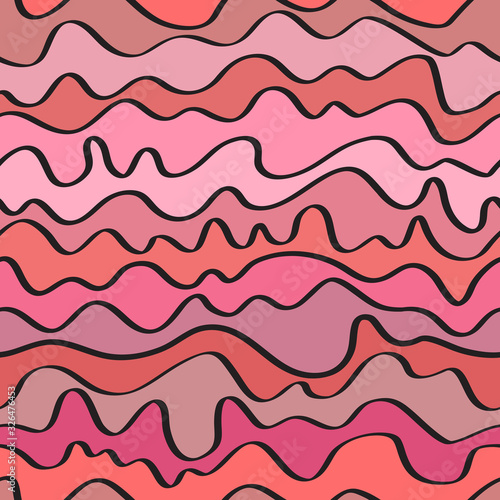 seamless positive vector of wavy lines, abstract liquid pattern, bright background of curves