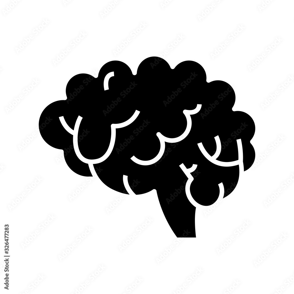 Brain black icon, concept illustration, vector flat symbol, glyph sign. Brain black icon, concept illustration, vector flat symbol, glyph sign.