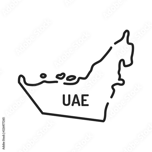 UAE map black line icon. Border of the country. Pictogram for web page, mobile app, promo. UI UX GUI design element. Editable stroke.