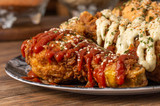 Crispy Fried chicken with sauces and spices 