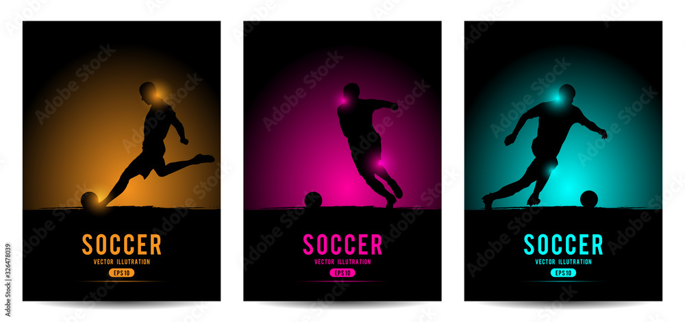 Set of Soccer banners with players. Modern posters design. Set of Soccer banners with players. Modern posters design.