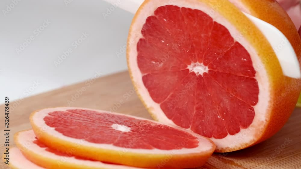 Slow Panning over Juicy Slice of Grapefruit Slow Panning over Juicy Slice of Grapefruit