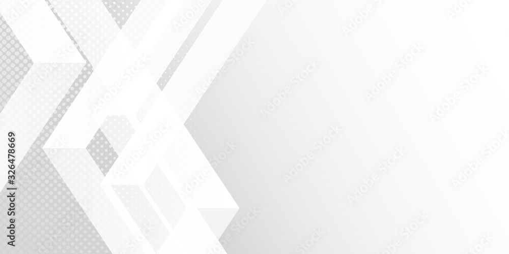 Fototapeta premium White abstract arrow halftone dot background with copy space