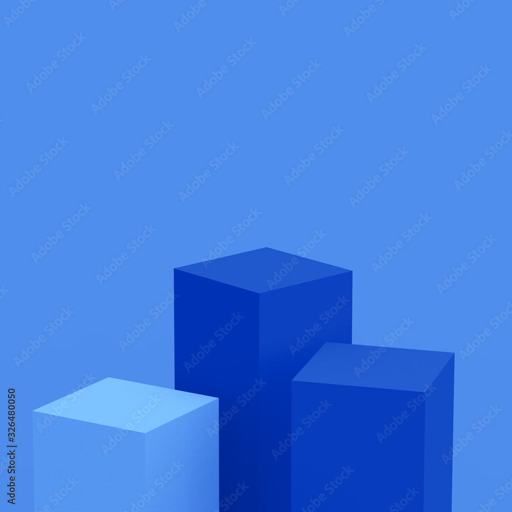3d blue cubes square podium minimal studio background. Abstract 3d geometric shape object illustration render. Phantom blue color.Display for technology Innovation product. 3d blue cubes square podium minimal studio background. Abstract 3d geometric shape object illustration render. Phantom blue color.Display for technology Innovation product.