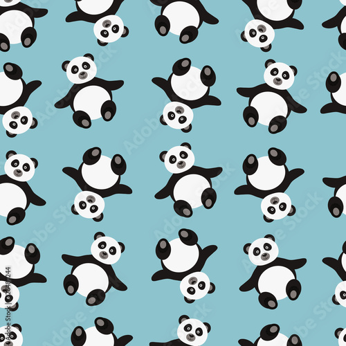 Fototapeta Naklejka Na Ścianę i Meble -  Cute panda pattern design.  Childish pattern design with cute pandas. Seamless pattern with cute pandas
