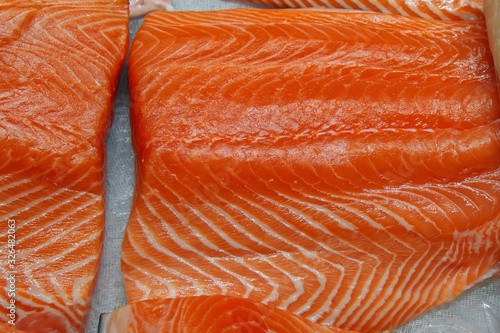 A piece of red fish close-up. Sectional salmon.
