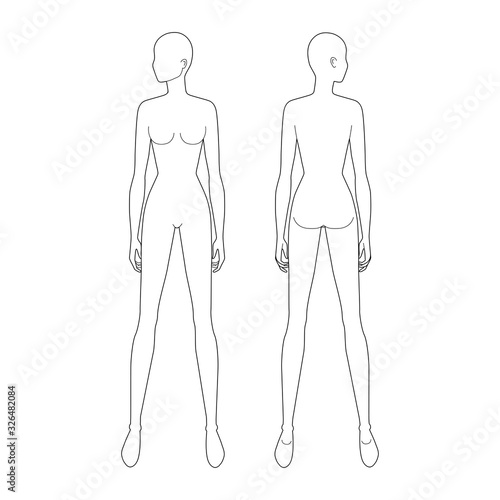 Fashion template of standing women. 