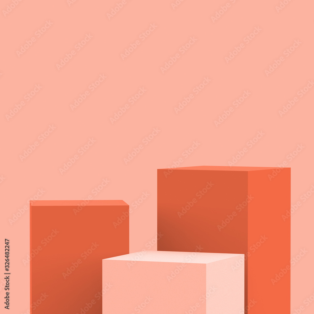 3d orange cubes square podium minimal studio background. Abstract 3d geometric shape object illustration render. Display for summer holiday product. Natural color tones. 3d orange cubes square podium minimal studio background. Abstract 3d geometric shape object illustration render. Display for summer holiday product. Natural color tones.