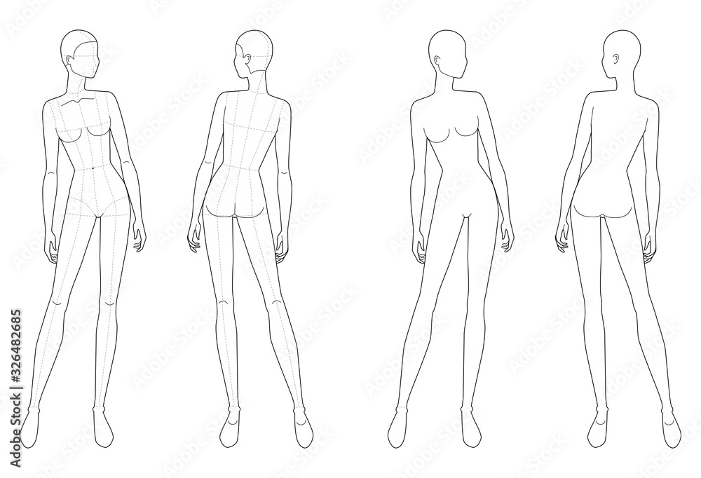 Fashion template of standing women. Fashion template of standing women.