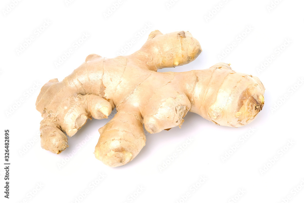 Fresh ginger on white background, herb medical concept Fresh ginger on white background, herb medical concept