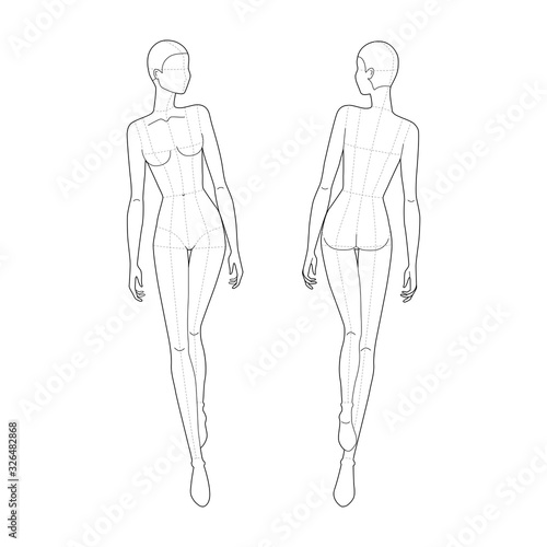 Fashion template of walking women. 