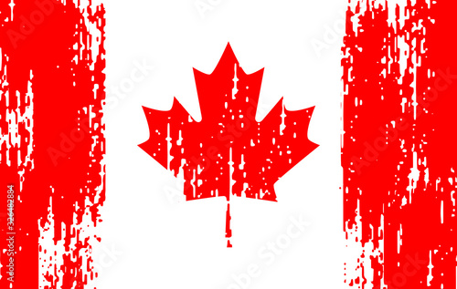 Old flag of Canada in the style of scratched paint on the wall. Vector illustration