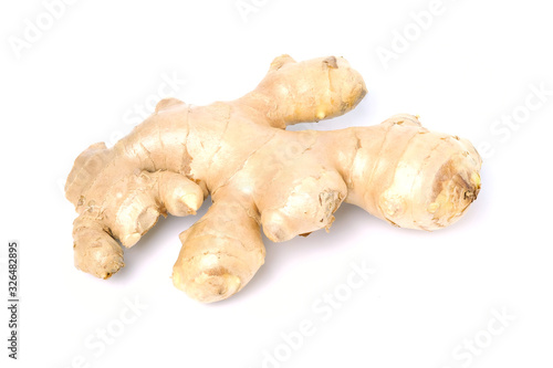 Fresh ginger on white background, herb medical concept