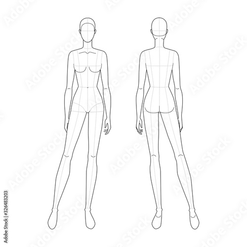 Fashion template of standing women. 