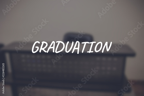 Graduation word with blurring business background