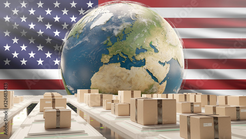 globe flag of America and p...