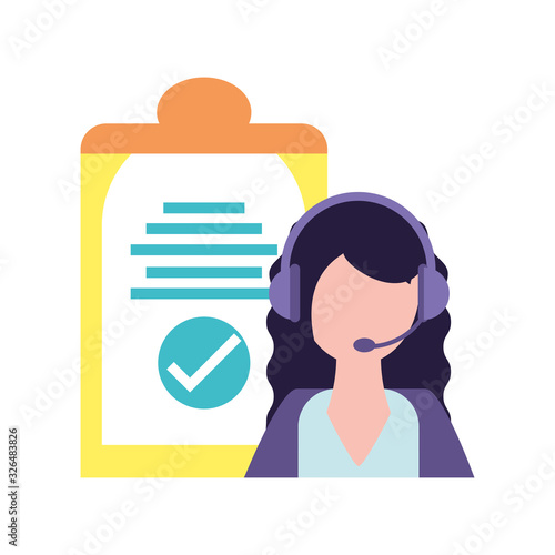 woman operator with headphones, customer service