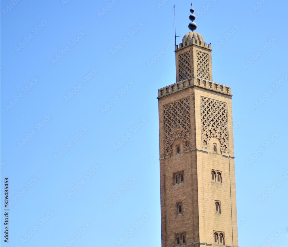 As Souna mosque Minaret in downtown Rabat, Morocco