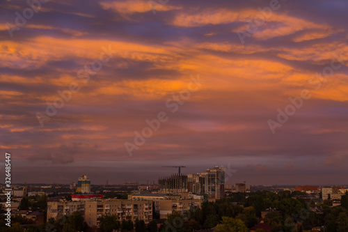Sunset over l city. Dnipro. Ukraine.