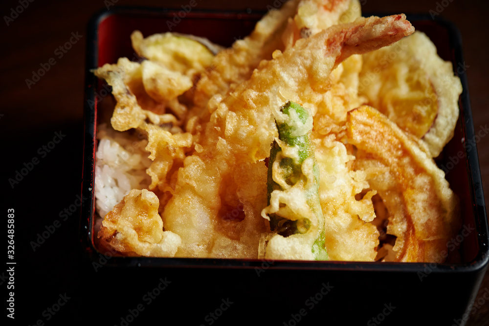Tendon, Japanese tempura on rice Tendon, Japanese tempura on rice