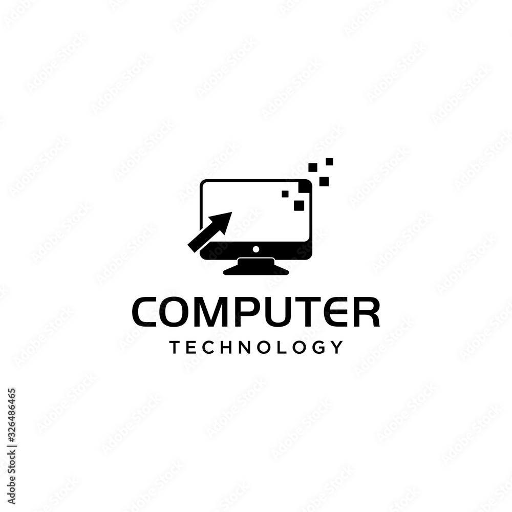 Illustration modern computer with a click arrow  on the screen.