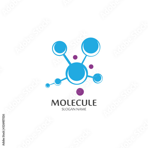 Molecular logo structure chemical atoms vector illustration