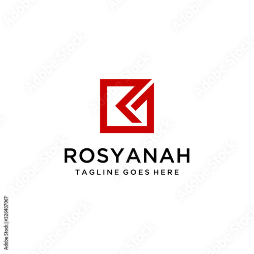 Creative Illustration modern R sign geometric logo design template