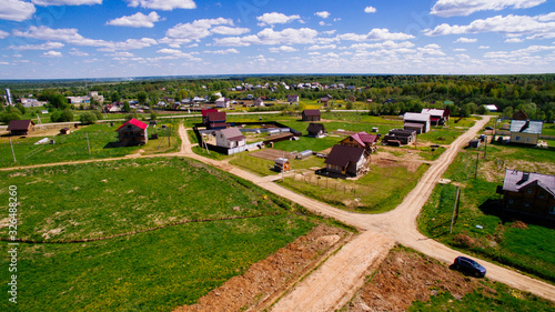 village and road from a bird 's eye view