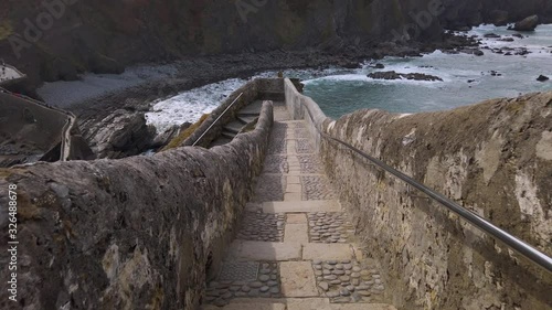 San Juan de Gaztelugatxe, Spain; 02 08 2020; Coastal shot of San Juan de Gaztelugatxe where the rough seas and huge cliffs surround the scenery.