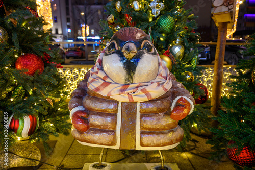 Canvas Print New Year and Christmas decorations at Novy Arbat street, Moscow, Russian Federat