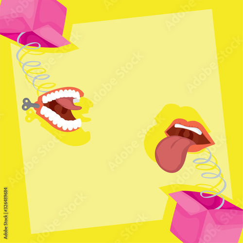 happy april fools day card with surprise boxes and crazy mouths