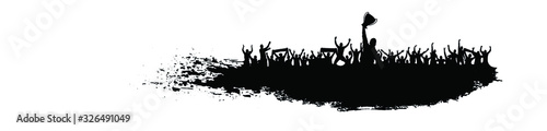 Champion belt european world and crowd many people entertain event playing and happy dancing from party in arena Vector illustration
